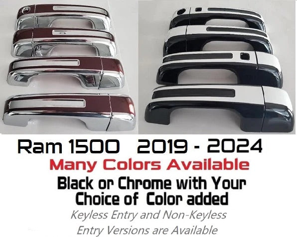 Custom Car Door Handle Overlays Covers For  2019 - 2024 Dodge Ram 1500