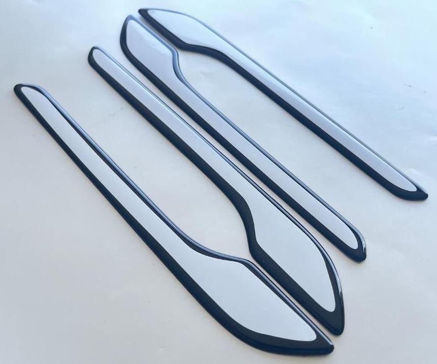 Full Set of Custom Black OR Chrome Door Handle Overlays / Covers For 2020 - 2024 Tesla Model Y - You Choose The Color of the Middle Insert