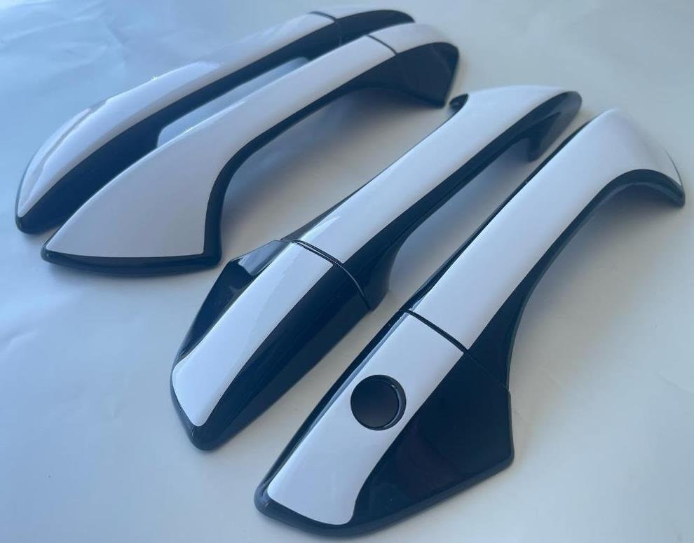 Full Set of Custom Black OR Chrome Door Handle Overlays / Covers For 2008 - 2012 Honda Accord - You Choose Color of the Middle Insert