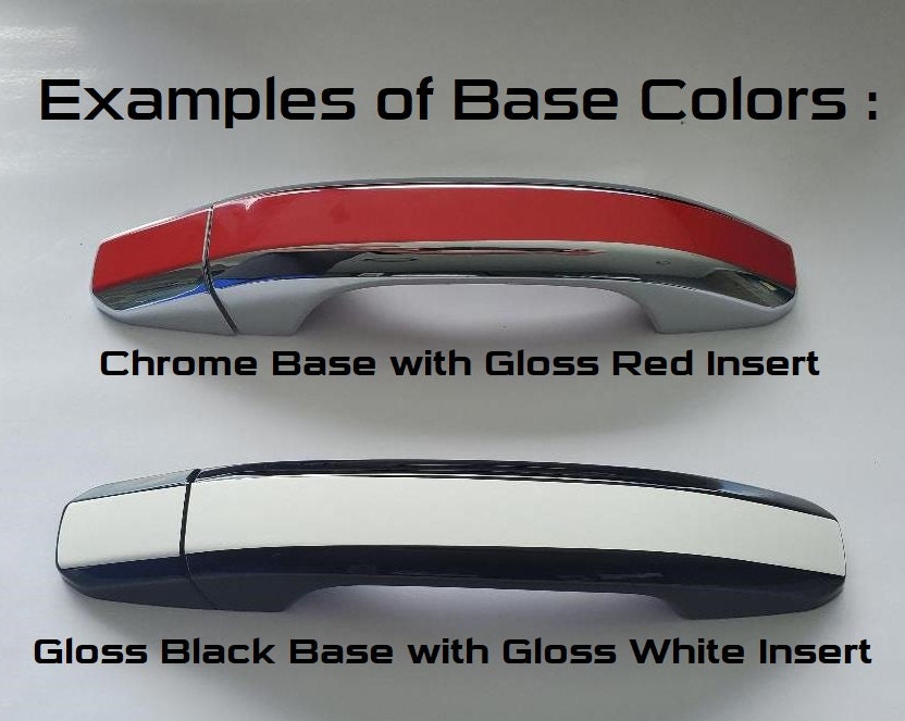Full Set of Custom Black OR Chrome Door Handle Overlays / Covers For 2020 - 2024 Tesla Model Y - You Choose The Color of the Middle Insert