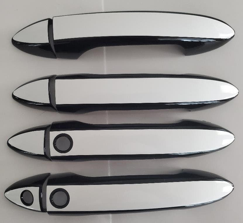 Full Set of Custom Black OR Chrome Door Handle Overlays / Covers For 2019 - 2022 Honda Passport - You Choose the Color of the Middle Insert