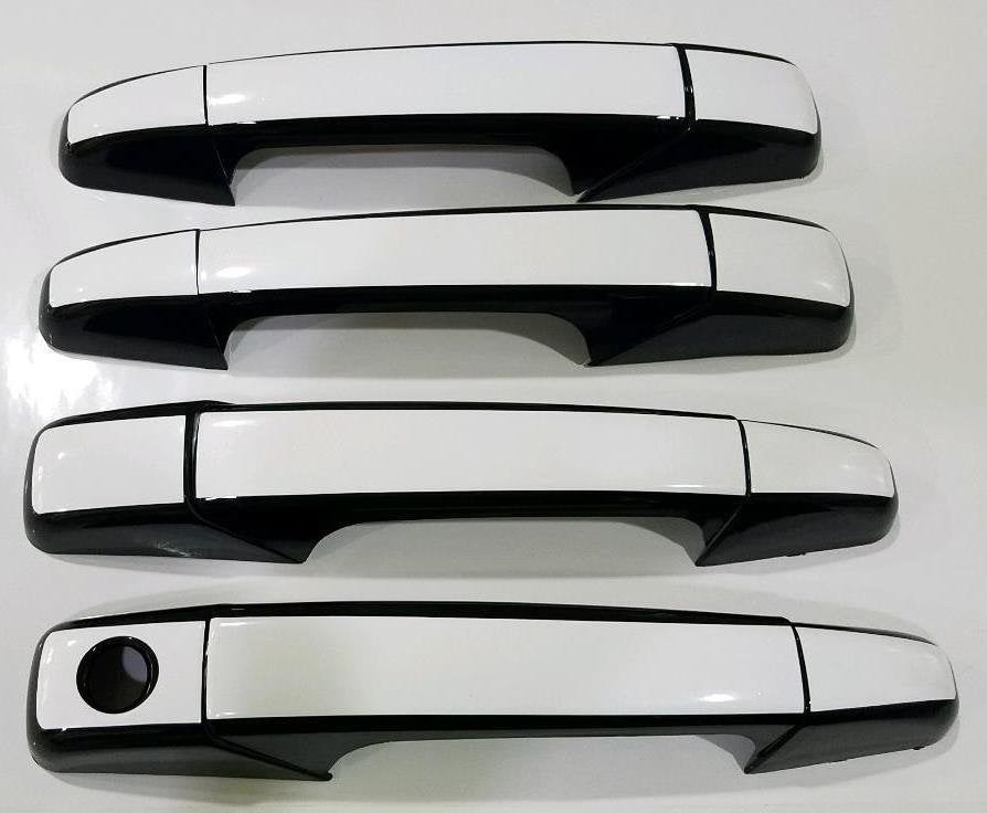 Full Set of Custom Black OR Chrome Door Handle Overlays / Covers For the 2007 - 2013 Chevy Silverado  -- You Choose the Middle Color Insert