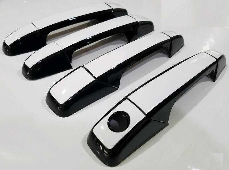 Full Set of Custom Black OR Chrome Door Handle Overlays / Covers For the 2007 - 2013 GMC Sierra  -- You Choose the Middle Color Insert