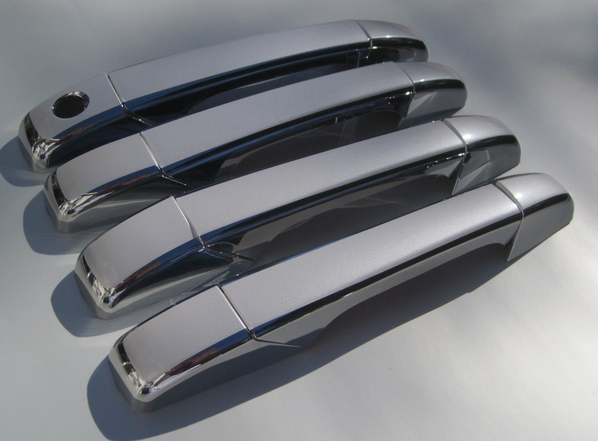 Full Set of Custom Black OR Chrome Door Handle Overlays / Covers For the 2007 - 2013 GMC Sierra  -- You Choose the Middle Color Insert