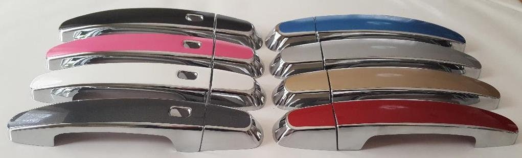 Full Set of Custom Black OR Chrome Door Handle Overlays / Covers For the 2019 - 2022 Chevy Blazer -- You Choose the Middle Color Insert