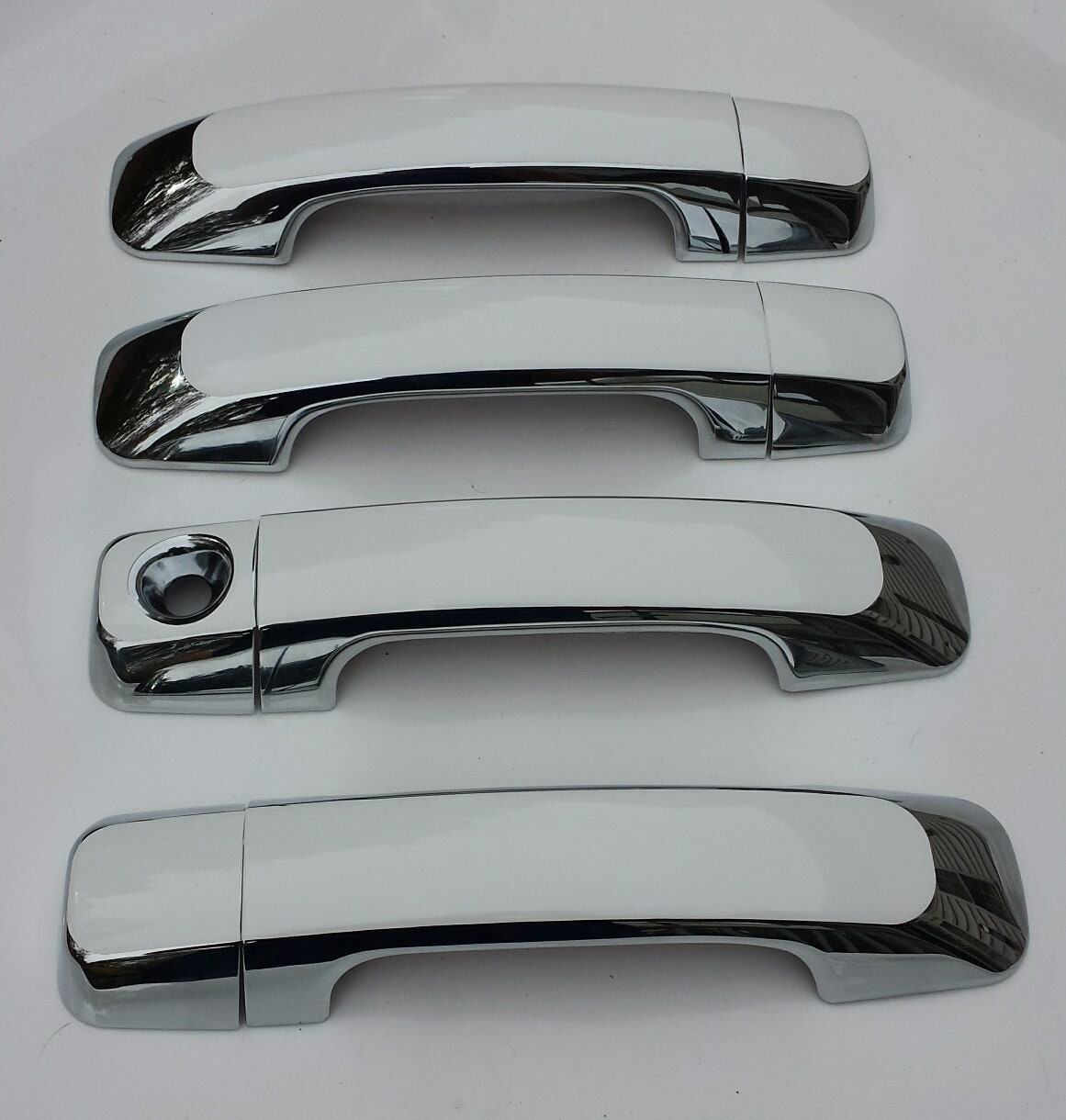 Full Set of Custom Black OR Chrome Door Handle Overlays / Covers For 2007 - 2022 Toyota Sequoia -- You Choose the Color of the Middle Insert