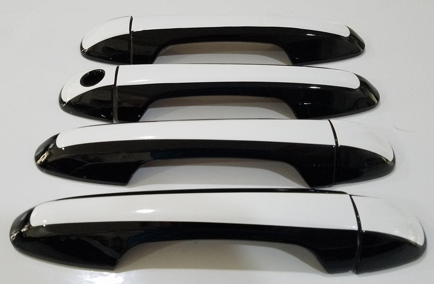 Full Set of Custom Black OR Chrome Door Handle Overlays / Covers For 2014-2019 Toyota Highlander - You Choose the Color of the Middle Insert