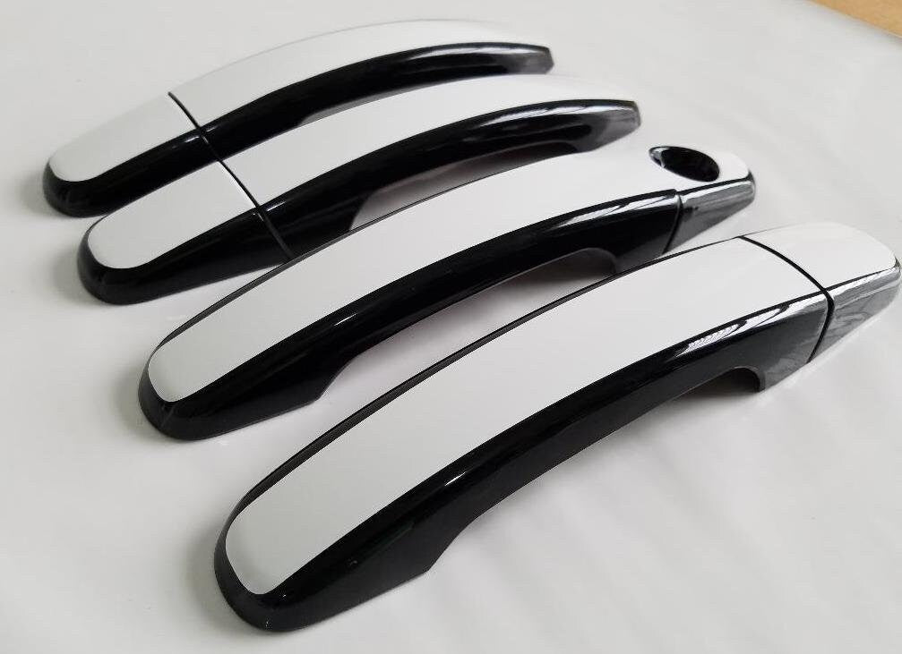 Full Set of Custom Black OR Chrome Door Handle Overlays / Covers For the 2007 - 2016 GMC Acadia -- You Choose the Middle Color Insert