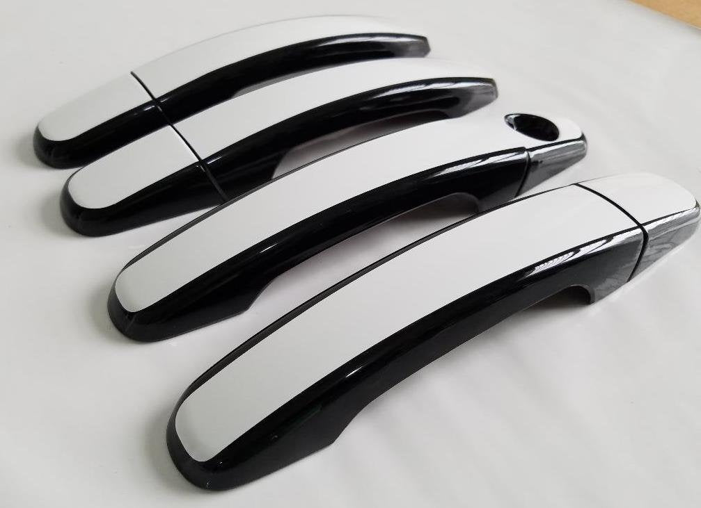 Full Set of Custom Black OR Chrome Door Handle Overlays / Covers For the 2008 - 2012 Chevy Malibu  -- You Choose the Middle Color Insert