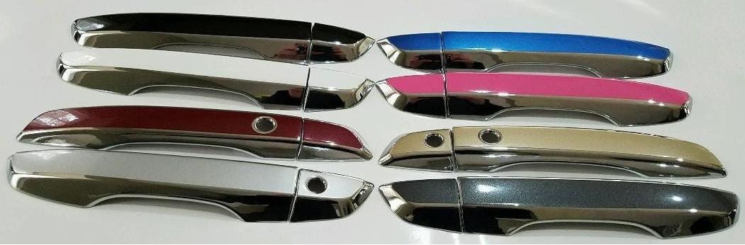 Full Set of Custom Black OR Chrome Door Handle Overlays / Covers For 2016 - 2021 Honda CIVIC -- You Choose the Color of the Middle Insert