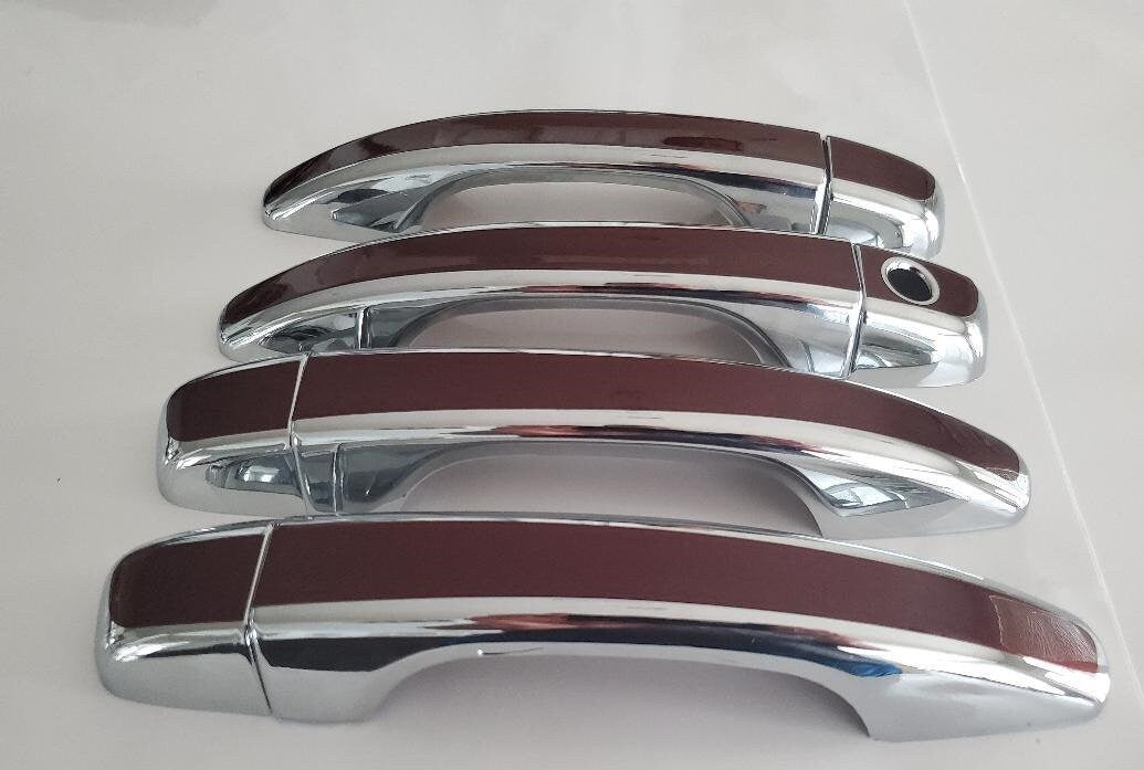 Full Set of Custom Black OR Chrome Door Handle Overlays / Covers For 2018 - 2022 Honda Accord -- You Choose the Color of the Middle Insert