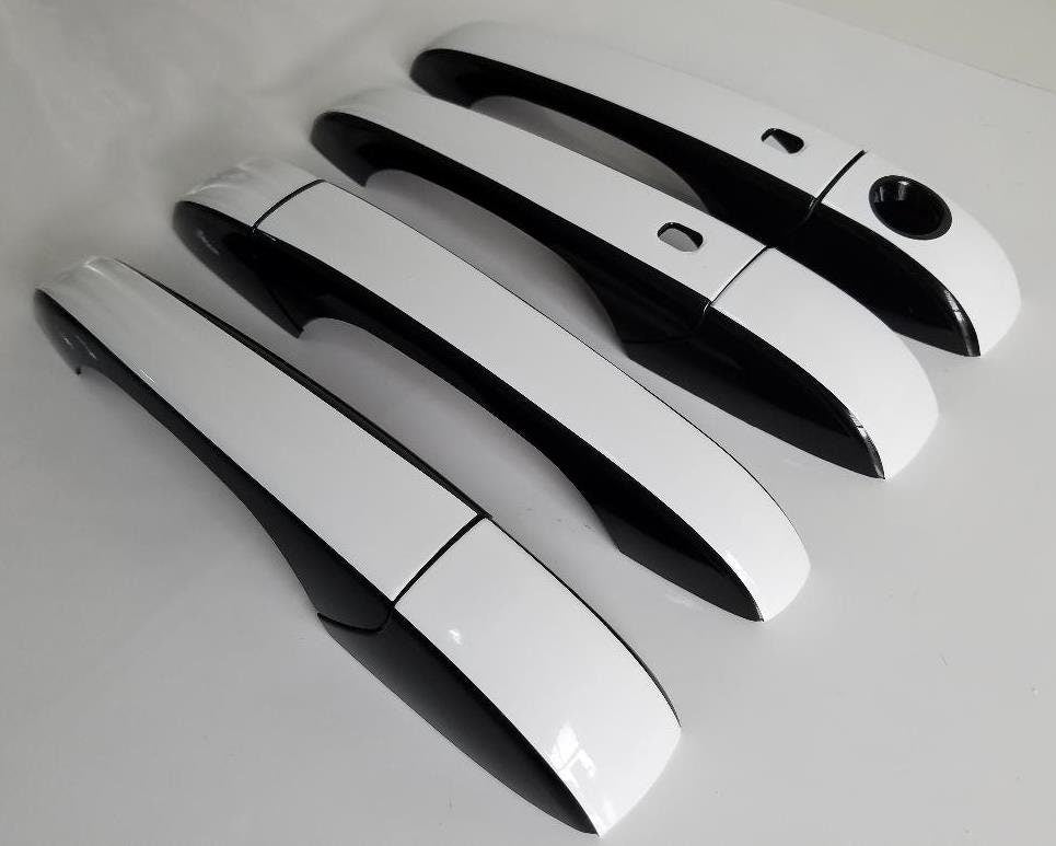 Full Set of Custom Black OR Chrome Door Handle Overlays / Covers For the 2008 - 2014 Chrysler Avenger -- You Choose the Middle Color Insert