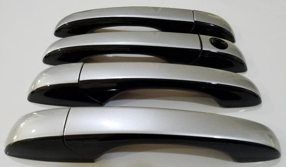 Full Set of Custom Black OR Chrome Door Handle Overlays / Covers For the 2008 - 2014 Chrysler Avenger -- You Choose the Middle Color Insert