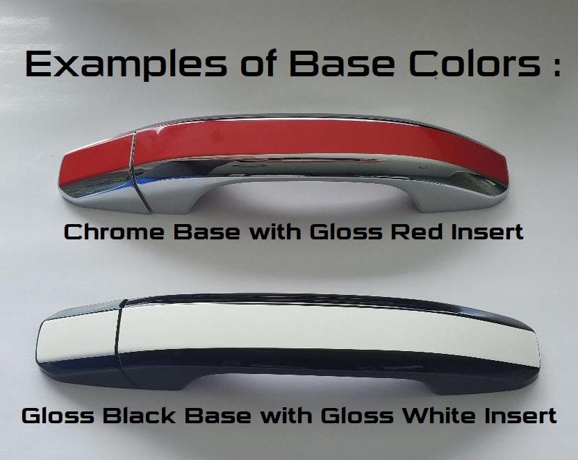 Full Set of Custom Black OR Chrome Door Handle Overlays / Covers For the 2019 - 2022 Chevy Blazer -- You Choose the Middle Color Insert