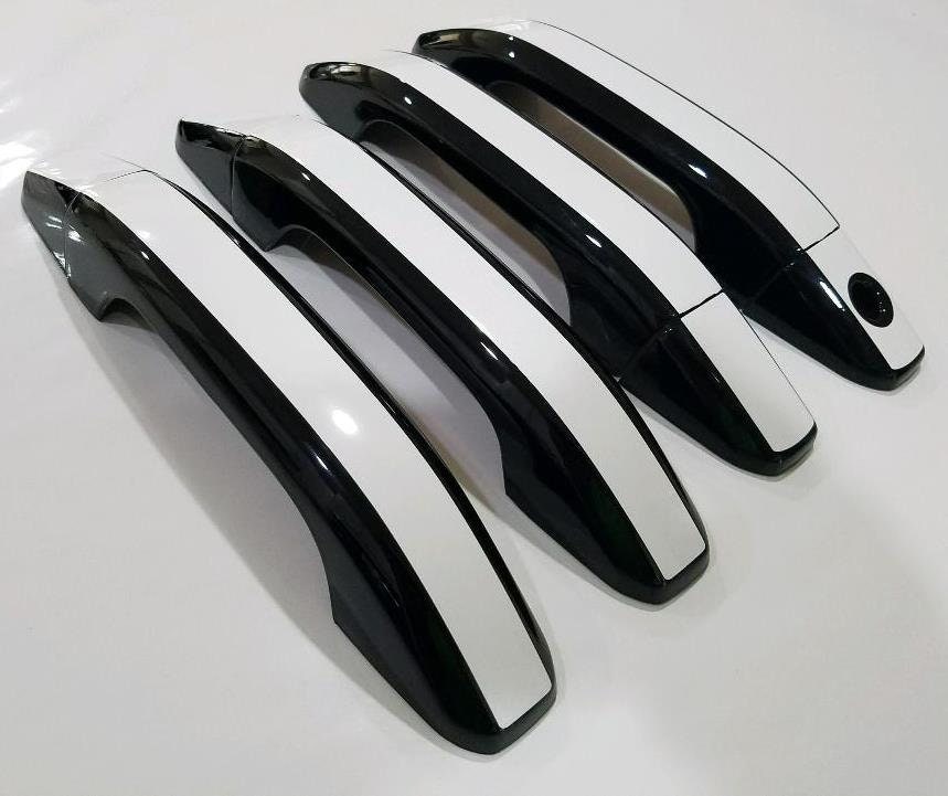 Full Set of Custom Black OR Chrome Door Handle Overlays / Covers For the 2021 - 2022 Chevy Suburban  -- You Choose the Middle Color Insert