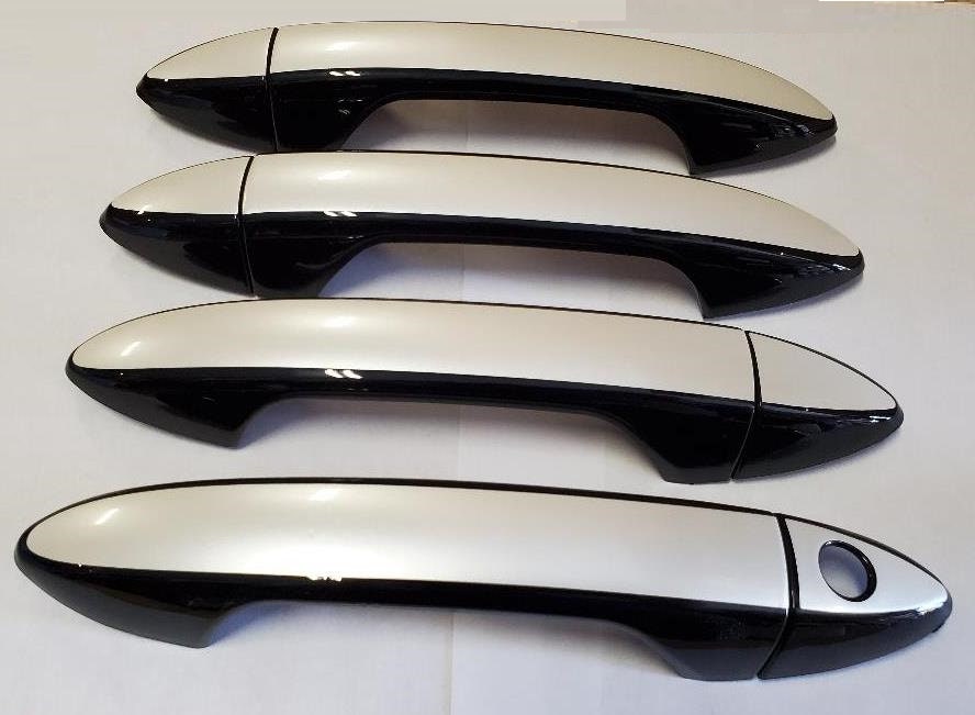 Full Set of Custom Black OR Chrome Door Handle Overlays / Covers For 2019 - 2022 Honda Passport - You Choose the Color of the Middle Insert