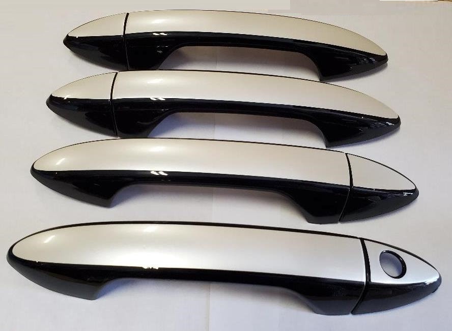 Full Set of Custom Black OR Chrome Door Handle Overlays / Covers For 2013 - 2017 Honda Accord -- You Choose the Color of the Middle Insert