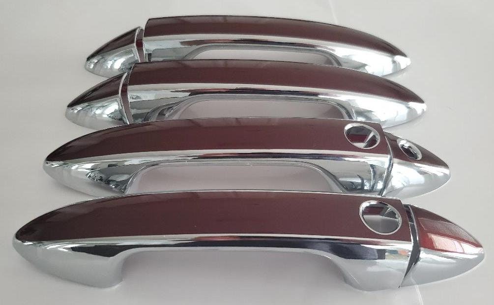 Full Set of Custom Black OR Chrome Door Handle Overlays / Covers For 2019 - 2022 Honda Passport - You Choose the Color of the Middle Insert