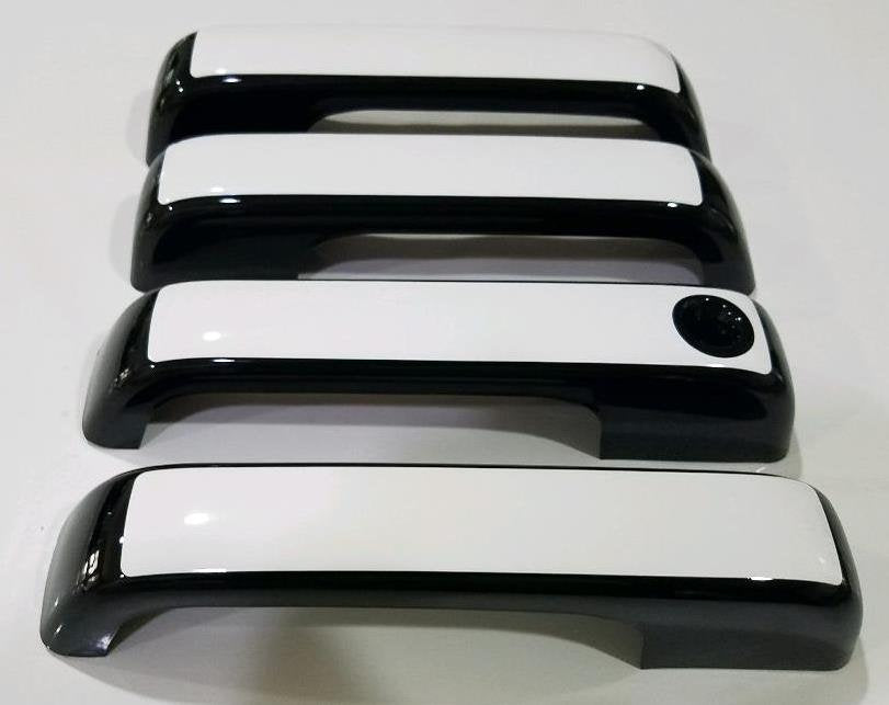 Full Set of Custom Black OR Chrome Door Handle Overlays / Covers For the 2015 - 2022 Ford F350  -- You Choose the Middle Color Insert