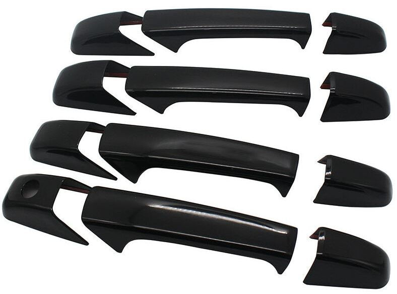 Full Set of Custom Black OR Chrome Door Handle Overlays / Covers For the 2007 - 2013 Chevy Silverado  -- You Choose the Middle Color Insert