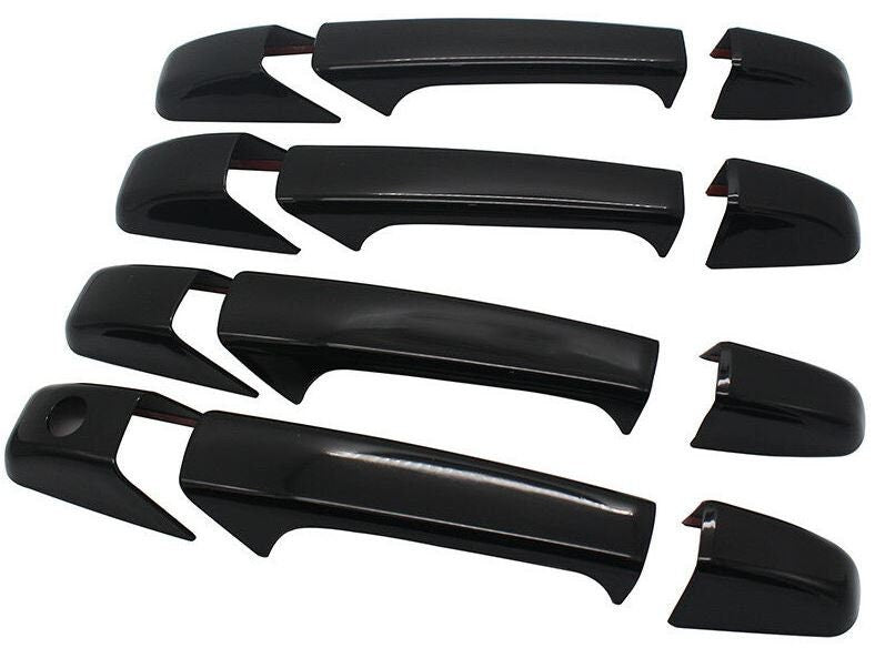 Full Set of Custom Black OR Chrome Door Handle Overlays / Covers For the 2007 - 2013 GMC Sierra  -- You Choose the Middle Color Insert