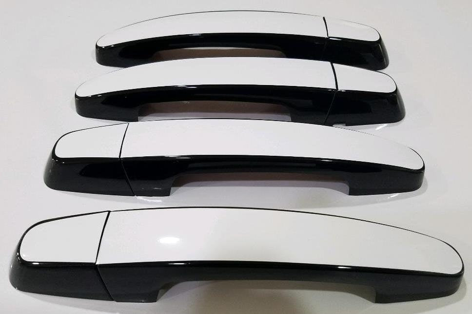 Full Set of Custom Black OR Chrome Door Handle Overlays / Covers For the 2016 - 2022 Chevy Malibu -- You Choose the Middle Color Insert
