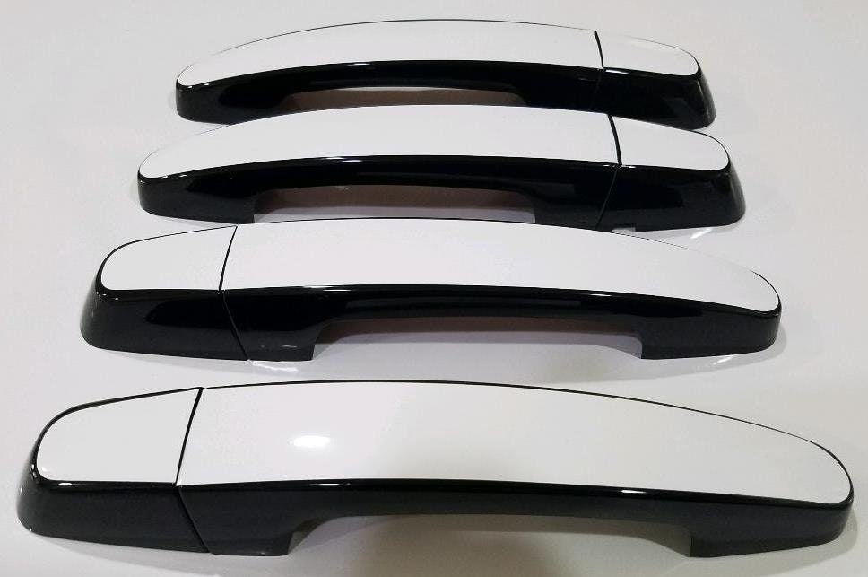 Full Set of Custom Black OR Chrome Door Handle Overlays / Covers For the 2018 - 2022 GMC Acadia -- You Choose the Middle Color Insert