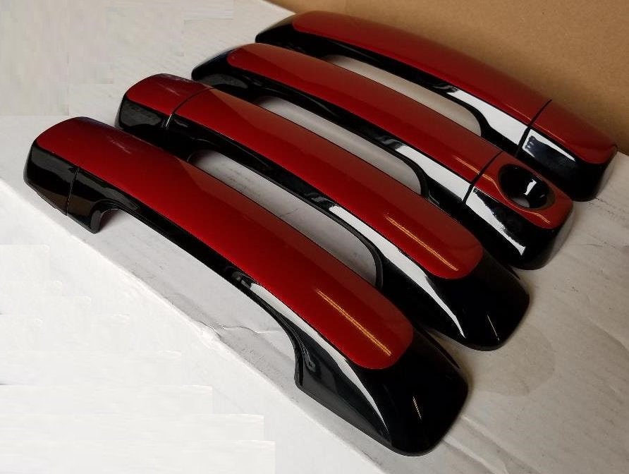 Full Set of Custom Black OR Chrome Door Handle Overlays / Covers For 2007 - 2022 Toyota Sequoia -- You Choose the Color of the Middle Insert