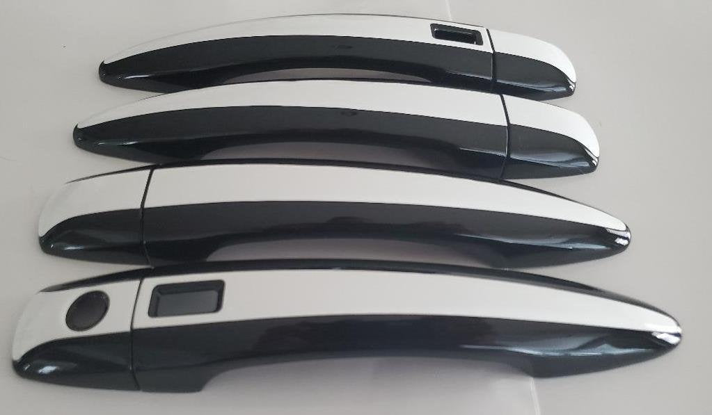 Full Set of Custom Black OR Chrome Door Handle Overlays / Covers For the 2019-2022 Nissan Altima - You Choose the Color of the Middle Insert
