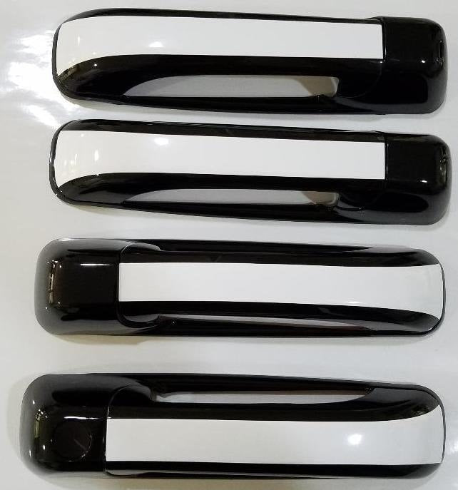 Full Set of Custom Black OR Chrome Door Handle Overlays / Covers For the 2006 - 2010 Jeep Commander -- You Choose the Middle Color Insert