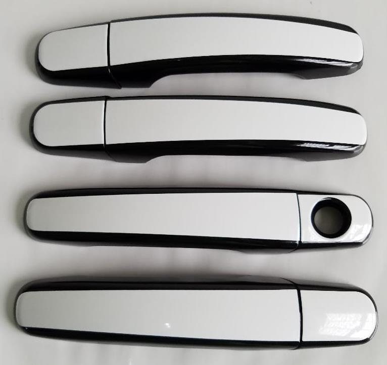 Full Set of Custom Black OR Chrome Door Handle Overlays / Covers For the 2008 - 2012 Chevy Malibu  -- You Choose the Middle Color Insert