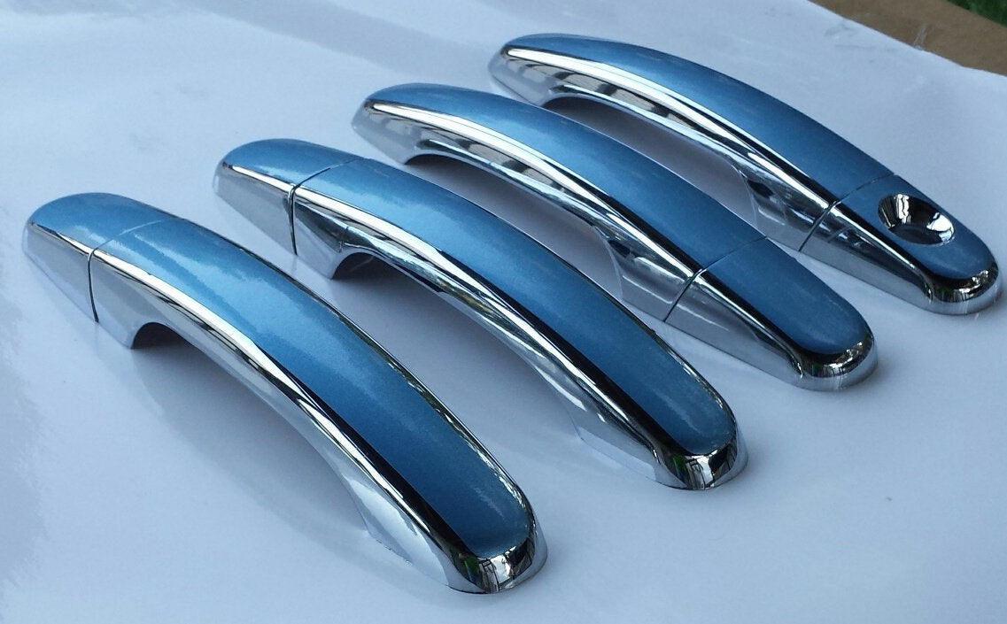 Full Set of Custom Black OR Chrome Door Handle Overlays / Covers For the 2008 - 2012 Chevy Malibu  -- You Choose the Middle Color Insert