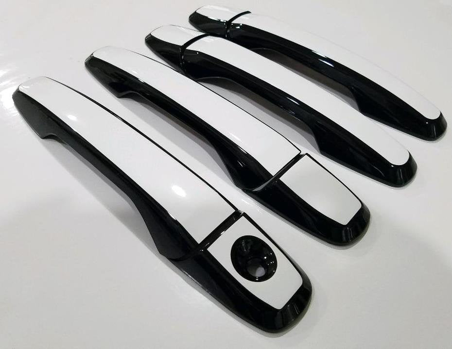 Full Set of Custom Black OR Chrome Door Handle Overlays / Covers For the 2011 - 2014 Ford Edge  -- You Choose the Middle Color Insert