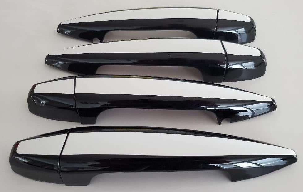 Full Set of Custom Black OR Chrome Door Handle Overlays / Covers For the 2015 - 2019 BMW X6 Series  -- You Choose the Middle Color Insert