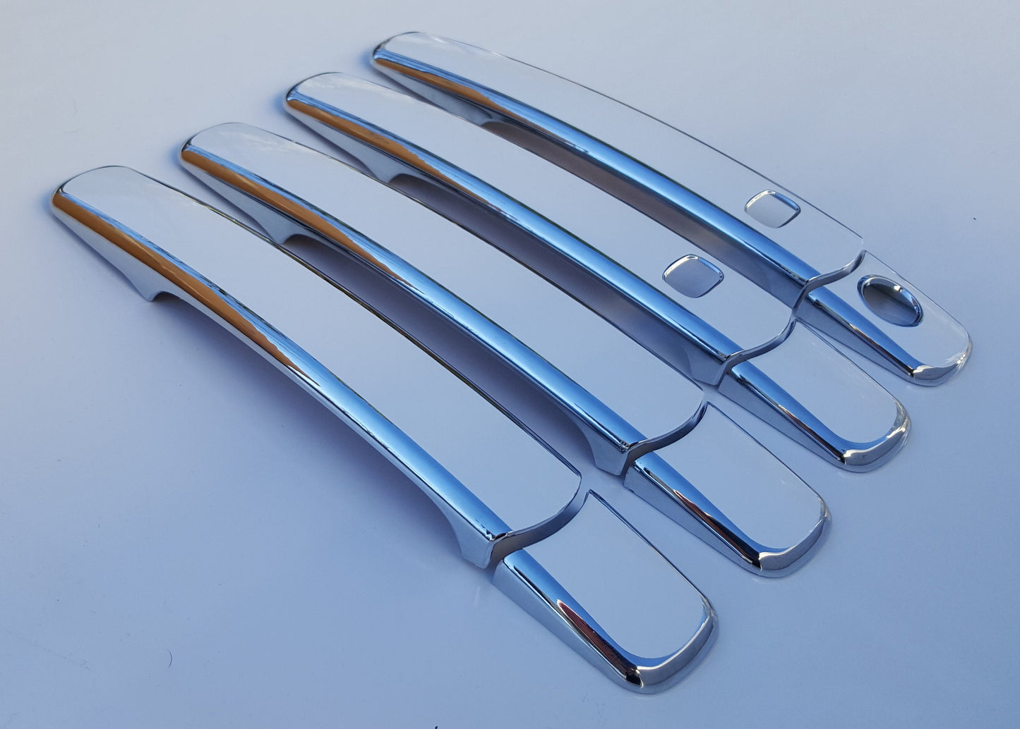 Full Set of Custom Chrome Door Handle Overlays / Covers For the 2003 - 2008 Infiniti X35 You Choose the Color of the Middle Insert