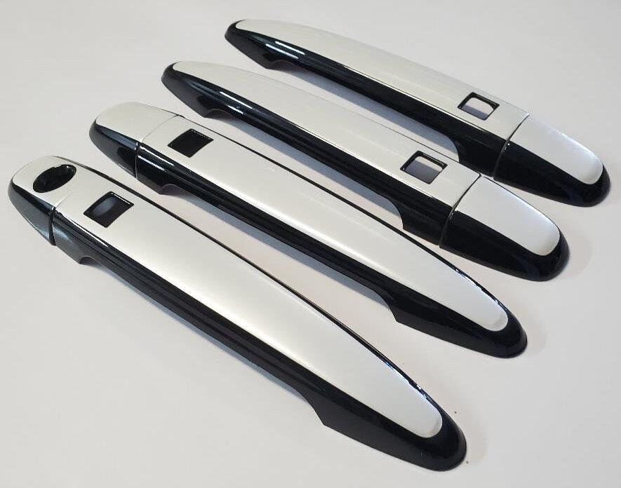 Full Set of Custom Black OR Chrome Door Handle Overlays / Covers For 2003 - 2009 Lexus GX470 - You Choose the Color of the Middle Insert