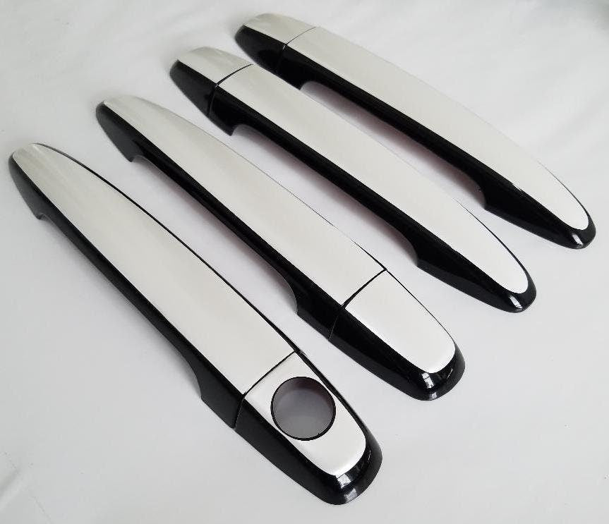 Full Set of Custom Black OR Chrome Door Handle Overlays / Covers For 2006 - 2007 Lexus GS430 - You Choose the Color of the Middle Insert