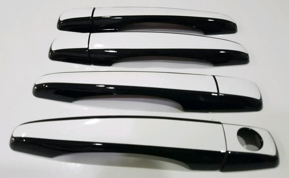 Full Set of Custom Black OR Chrome Door Handle Overlays / Covers For the 2006 - 2009 Cadillac STS -- You Choose the Middle Color Insert