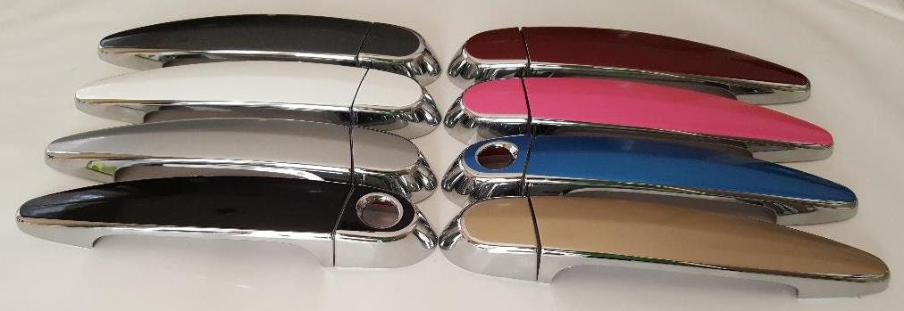 Full Set of Custom Black OR Chrome Door Handle Overlays / Covers For the 2006 - 2011 BMW 328i Series  -- You Choose the Middle Color Insert