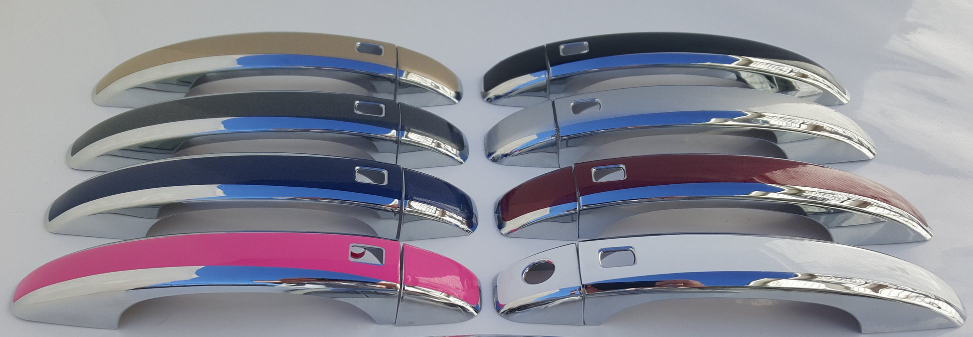 Full Set of Custom Chrome Door Handle Overlays / Covers For the 2008 – 2015 Audi A4 -- You Choose the Middle Color Insert