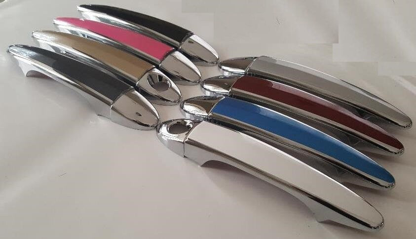 Full Set of Custom Chrome Door Handle Overlays / Covers For the 2004 - 2009 BMW M5 Series  -- You Choose the Middle Color Insert