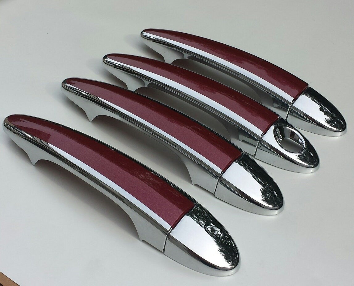 Full Set of Custom Chrome Door Handle Overlays / Covers For the 2004 - 2009 BMW M5 Series  -- You Choose the Middle Color Insert