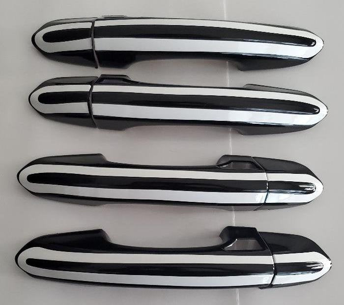 Full Set of Custom Black OR Chrome Door Handle Overlays / Covers For the 2015 - 2020 Ford Edge  -- You Choose the Middle Color Insert