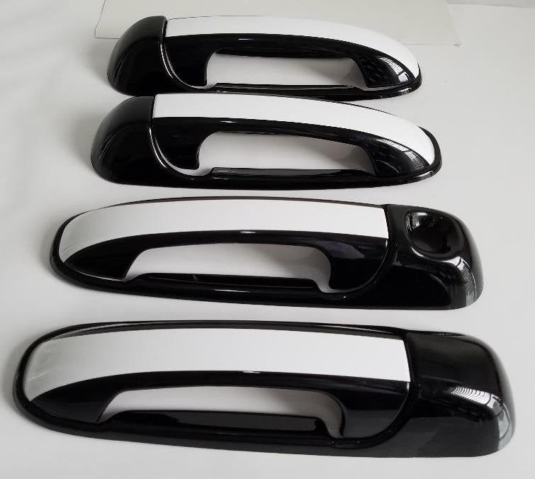 Full Set Custom Black OR Chrome Door Handle Overlays / Covers For the 2002 - 2007 Jeep Liberty