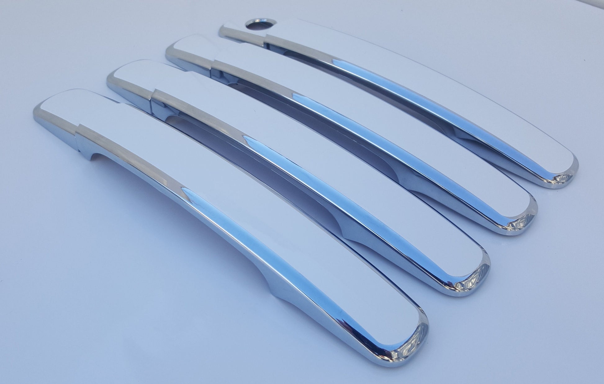 Full Set of Custom Chrome Door Handle Overlays / Covers For the 2003 - 2008 Infiniti X35 You Choose the Color of the Middle Insert