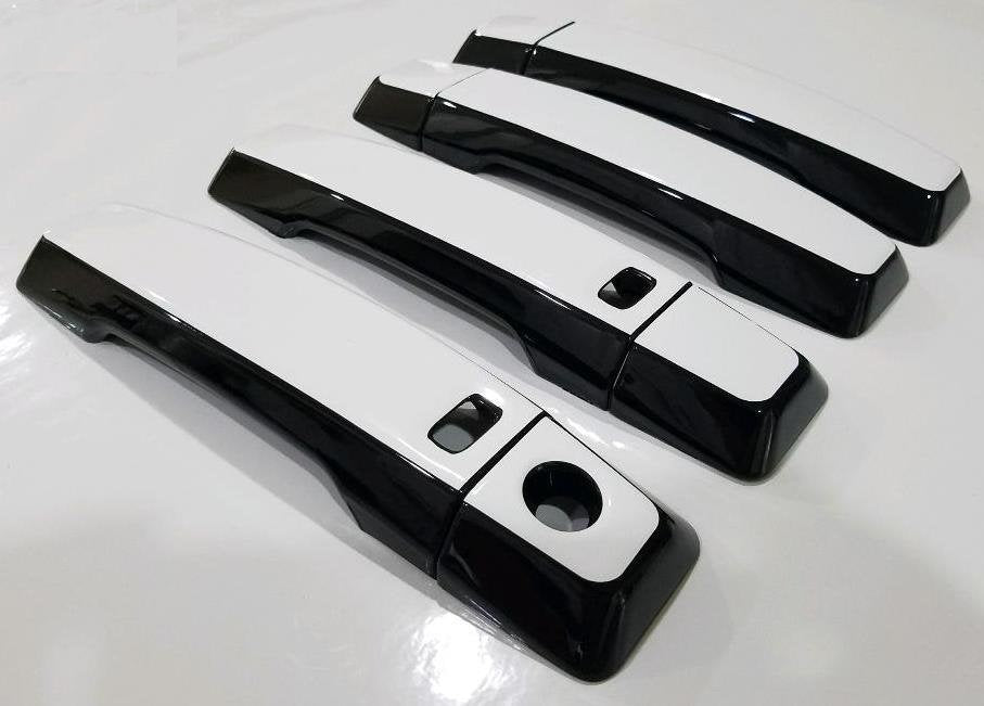 Full Set of Custom Black OR Chrome Door Handle Overlays / Covers For the 2005 - 2011 Nissan Xterra You Choose the Color of the Middle Insert