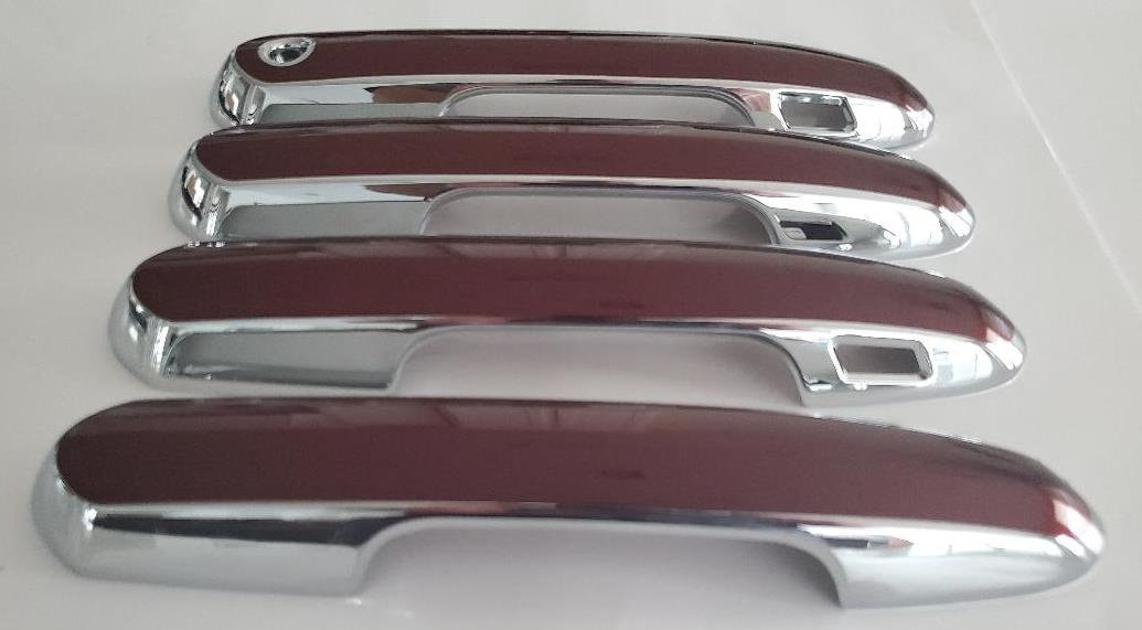Full Set of Custom Black OR Chrome Door Handle Overlays / Covers For 2020-2023 Toyota Highlander - You Choose the Color of the Middle Insert