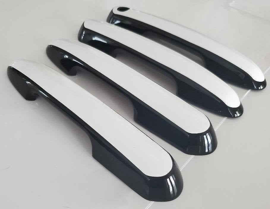 Full Set of Custom Black OR Chrome Door Handle Overlays / Covers For 2020-2023 Toyota Highlander - You Choose the Color of the Middle Insert