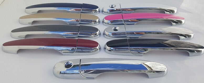 Full Set of Custom Black OR Chrome Door Handle Overlays / Covers For the 2006 - 2013 Chevy Impala  -- You Choose the Middle Color Insert