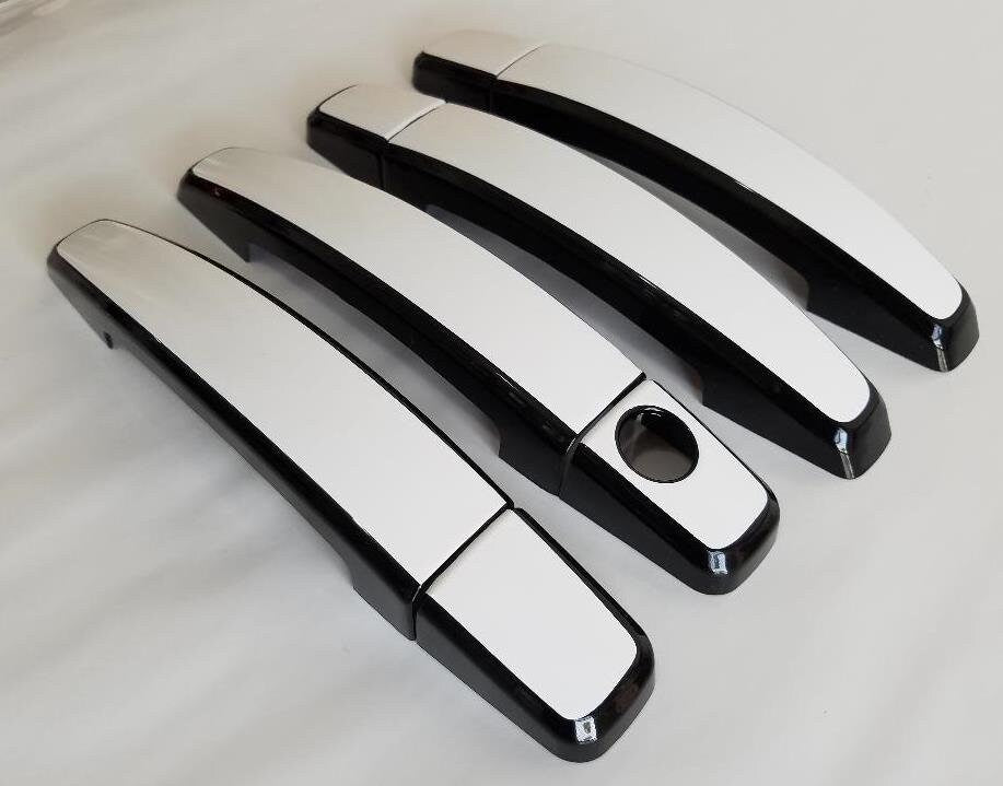 Full Set of Custom Black OR Chrome Door Handle Overlays / Covers For the 2013 - 2015 Chevy Malibu  -- You Choose the Middle Color Insert